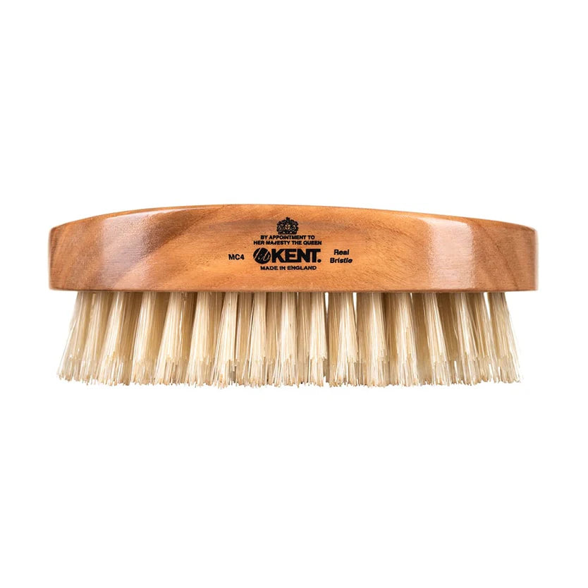 Mens Finest Cherrywood Pure White Bristle Oval Brush 107 x 64 mm MC4