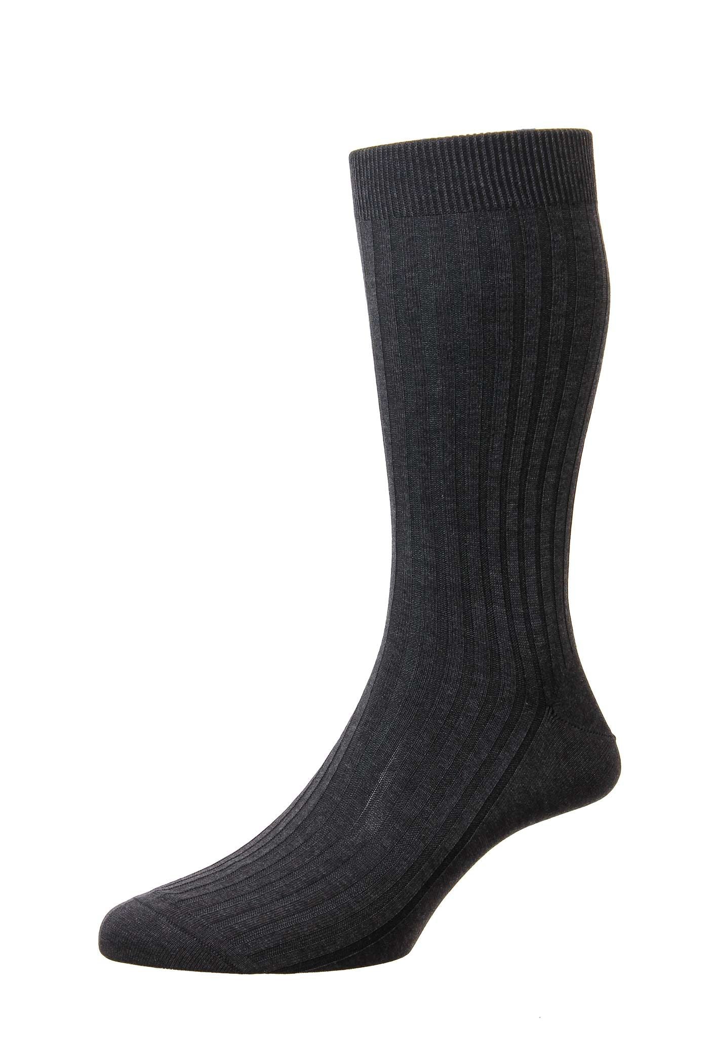 Men's Socks - Danvers (5614S) 5x3 Rib Fil d'Ecosse / Cotton Lisle - DARK GREY