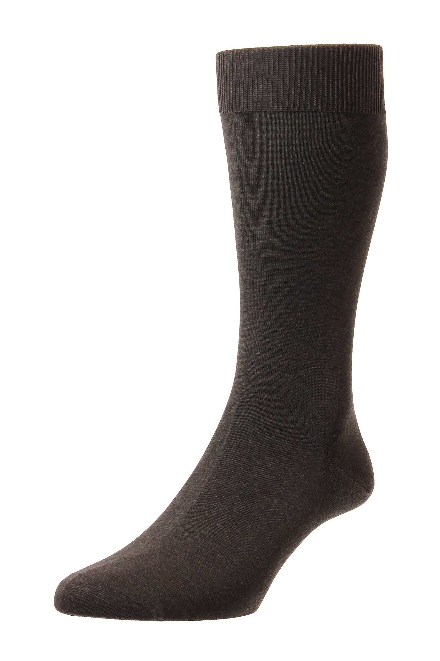 Men's Socks - Sackville (5373) Flat Knit Fil d'Ecosse / Cotton Lisle - DARK BROWN MIX