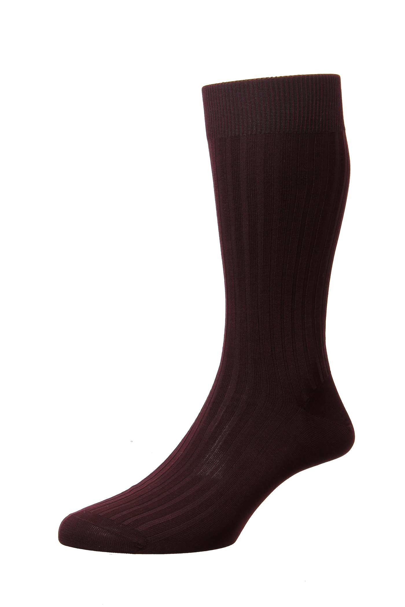 Men's Socks - Danvers (5614) 5x3 Rib Fil d'Ecosse / Cotton Lisle - BURGUNDY