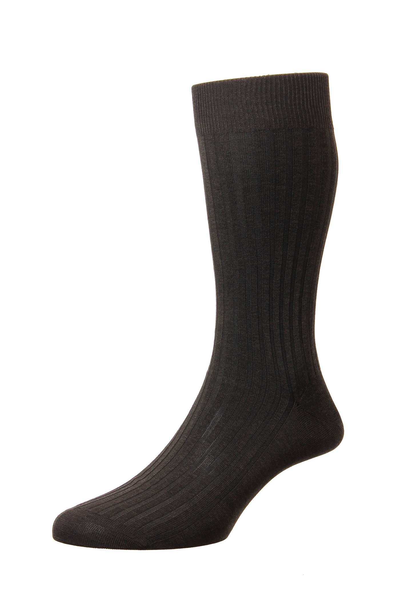 Men's Socks - Danvers (5614) 5x3 Rib Fil d'Ecosse / Cotton Lisle - DARK BROWN MIX