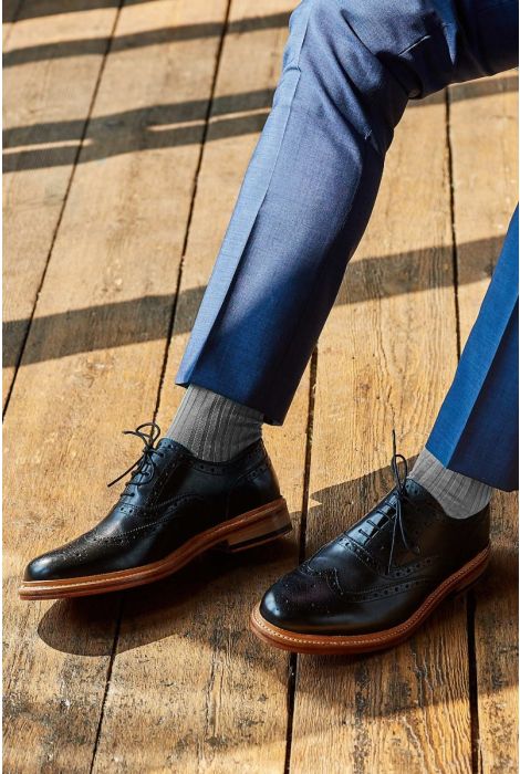 Men's Socks - Danvers (5614S) 5x3 Rib Fil d'Ecosse / Cotton Lisle - DARK GREY