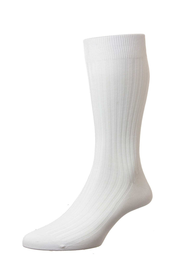 Men's Socks - Danvers (5614) 5x3 Rib Fil d'Ecosse / Cotton Lisle - WHITE