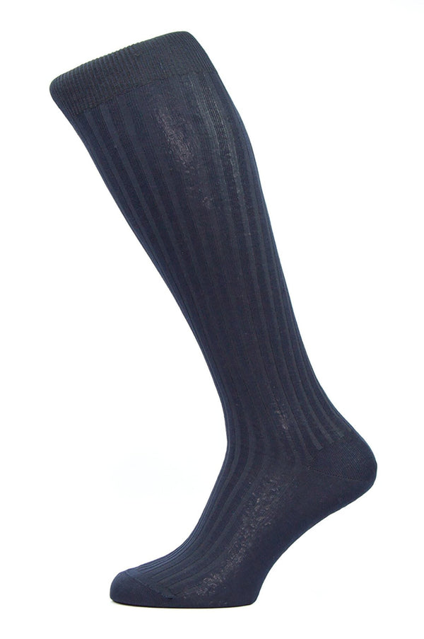 Men's Socks - Danvers (6614) 5x3 Rib Fil d'Ecosse / Cotton Lisle - NAVY
