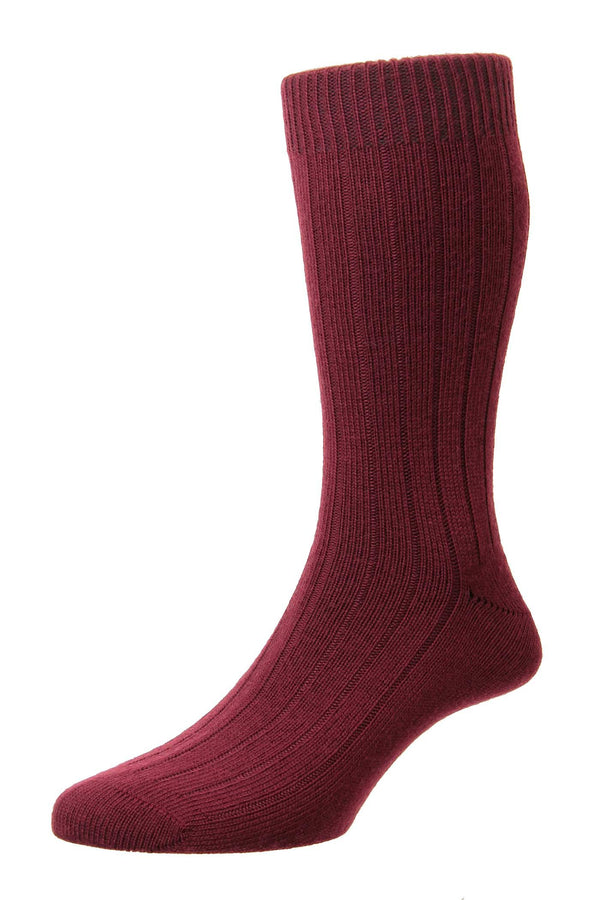 Men's Socks - Packington (B59905) 5X1 Rib Merino Wool - WINE