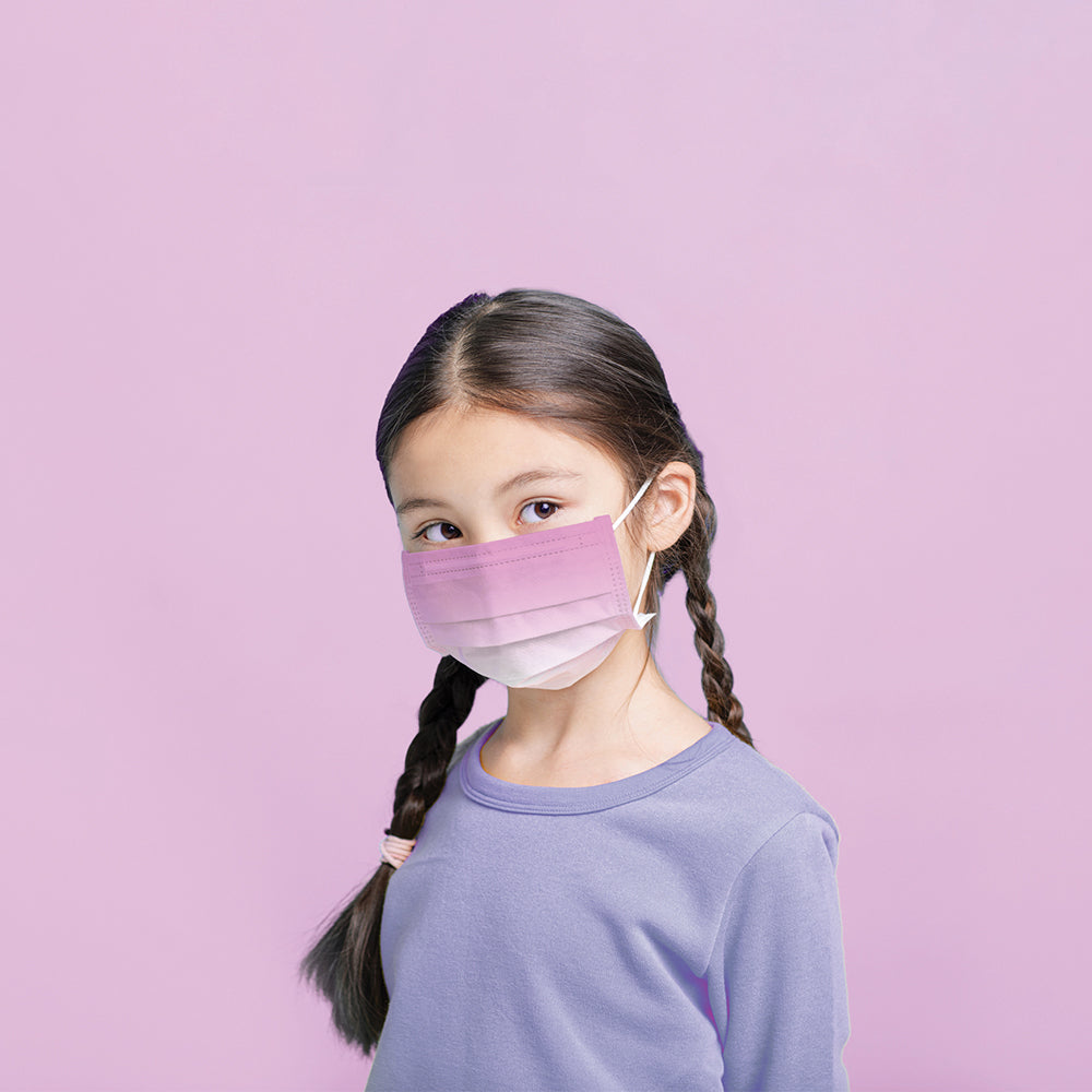 Kids Single Use Surgical Face Mask EN 14683 (Pack of 5pcs) Gradient Pink