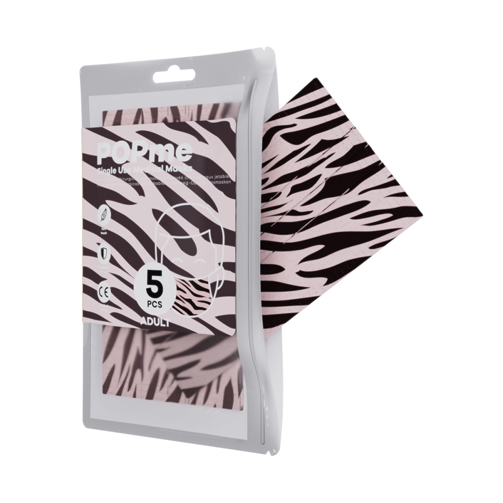 Single Use Surgical Face Mask EN 14683 (Pack of 5pcs) Pink Zebra