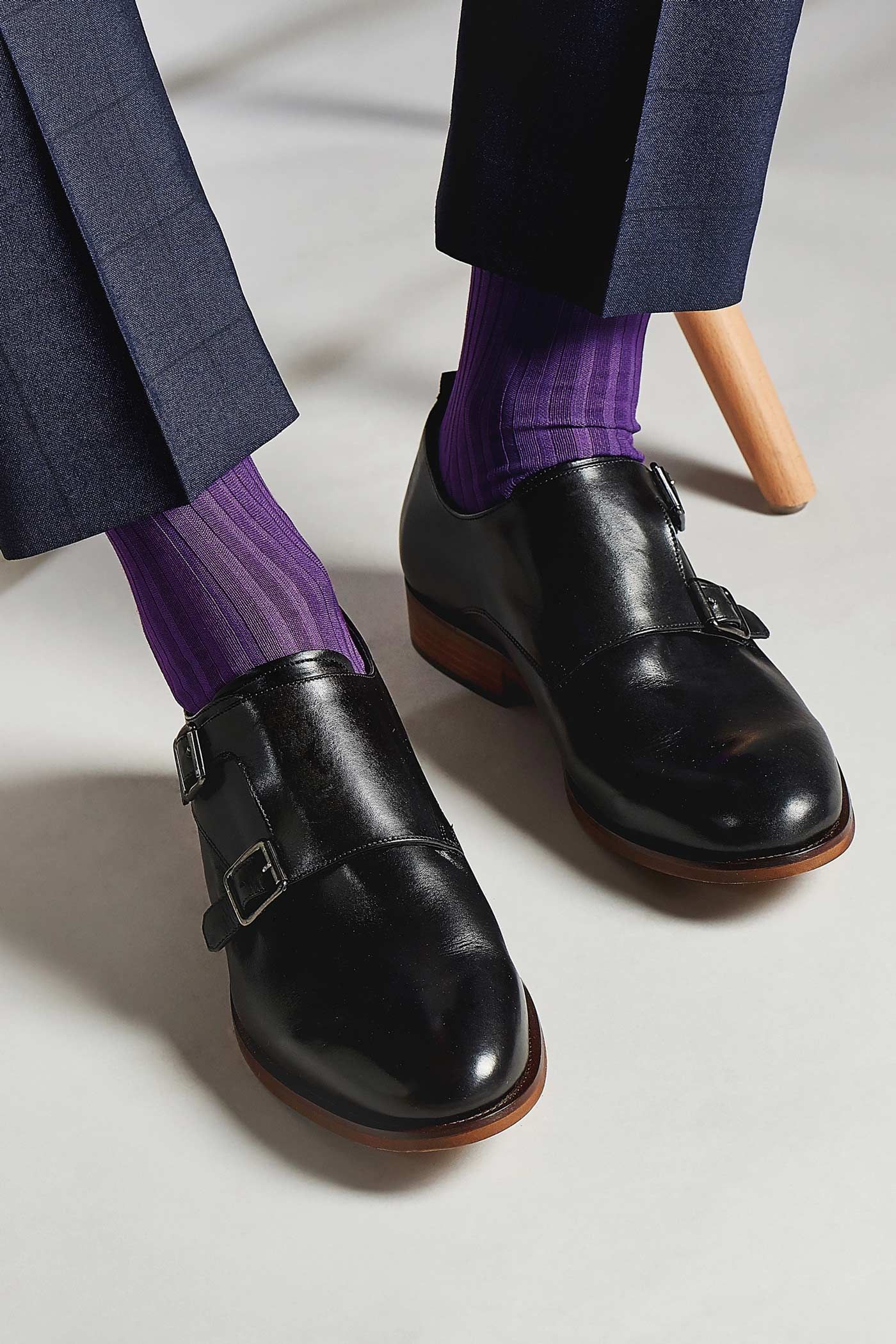 Danvers NAVY Cotton Lisle Long Men's Socks